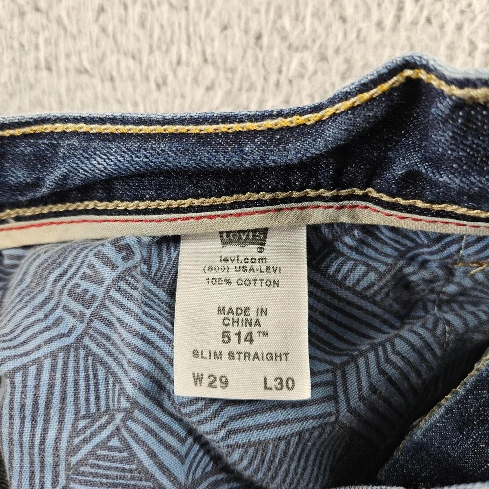 Levis Jeans Mens 29x30 Blue 514 Slim Straight Distressed‎ Cotton Skater Pants